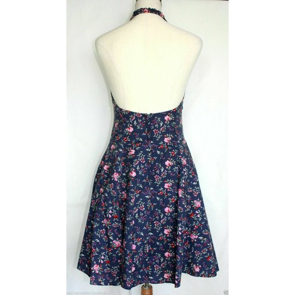 Sz 7/8 Roberta Rockabilly Floral Halter Dress Sweetheart - Picture 2 of 7